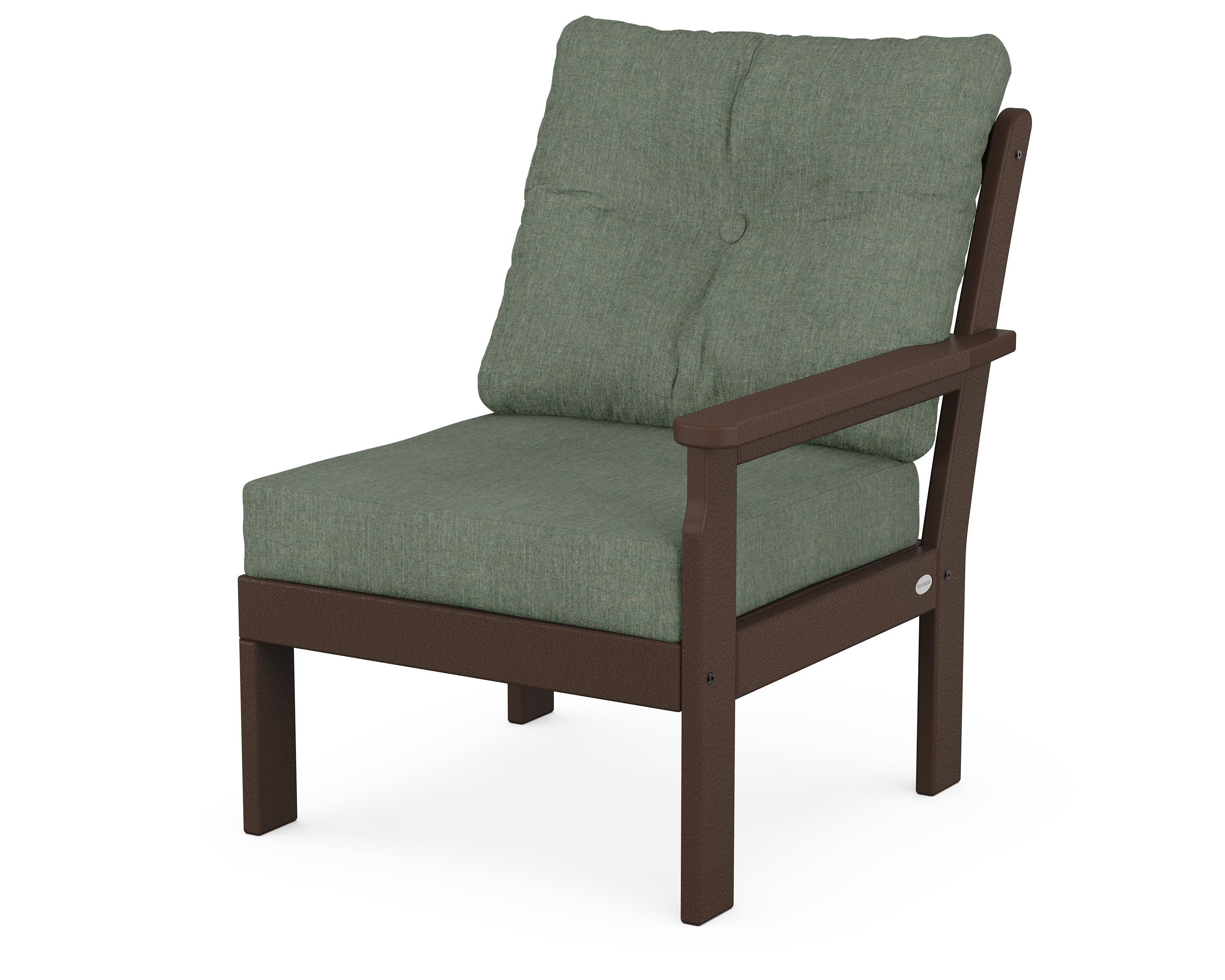 POLYWOOD® Vineyard Modular Right Arm Chair in Mahogany / Cast Sage