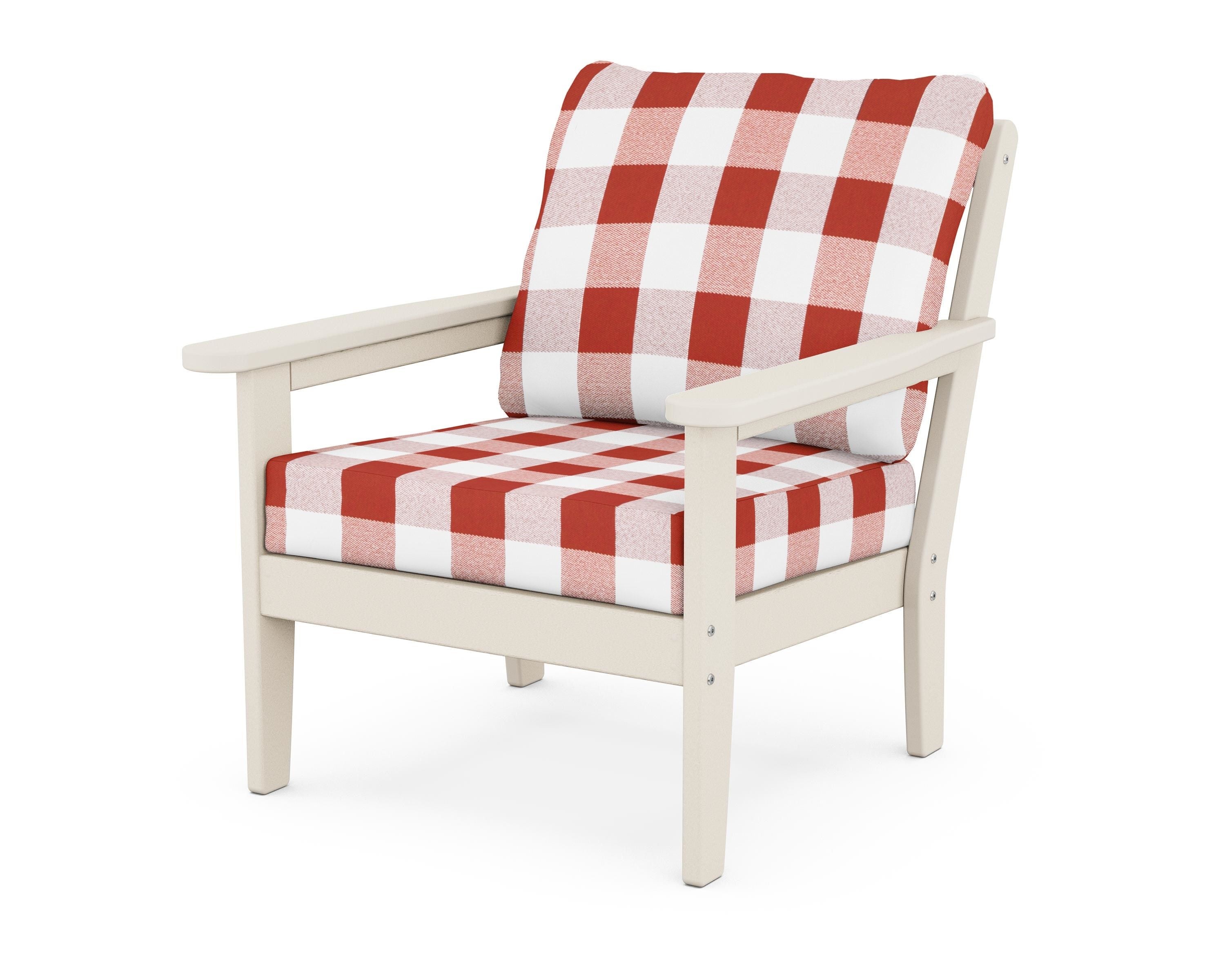 Country Living Cottage Deep Seating Chair in Sand / Buffalo Plaid Crimson