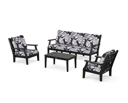Country Living Wovendale 4-Piece Deep Seating Set with Sofa in Black / Leaf Navy
