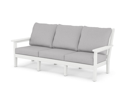 POLYWOOD® Chippendale Deep Seating Sofa in White / Granite