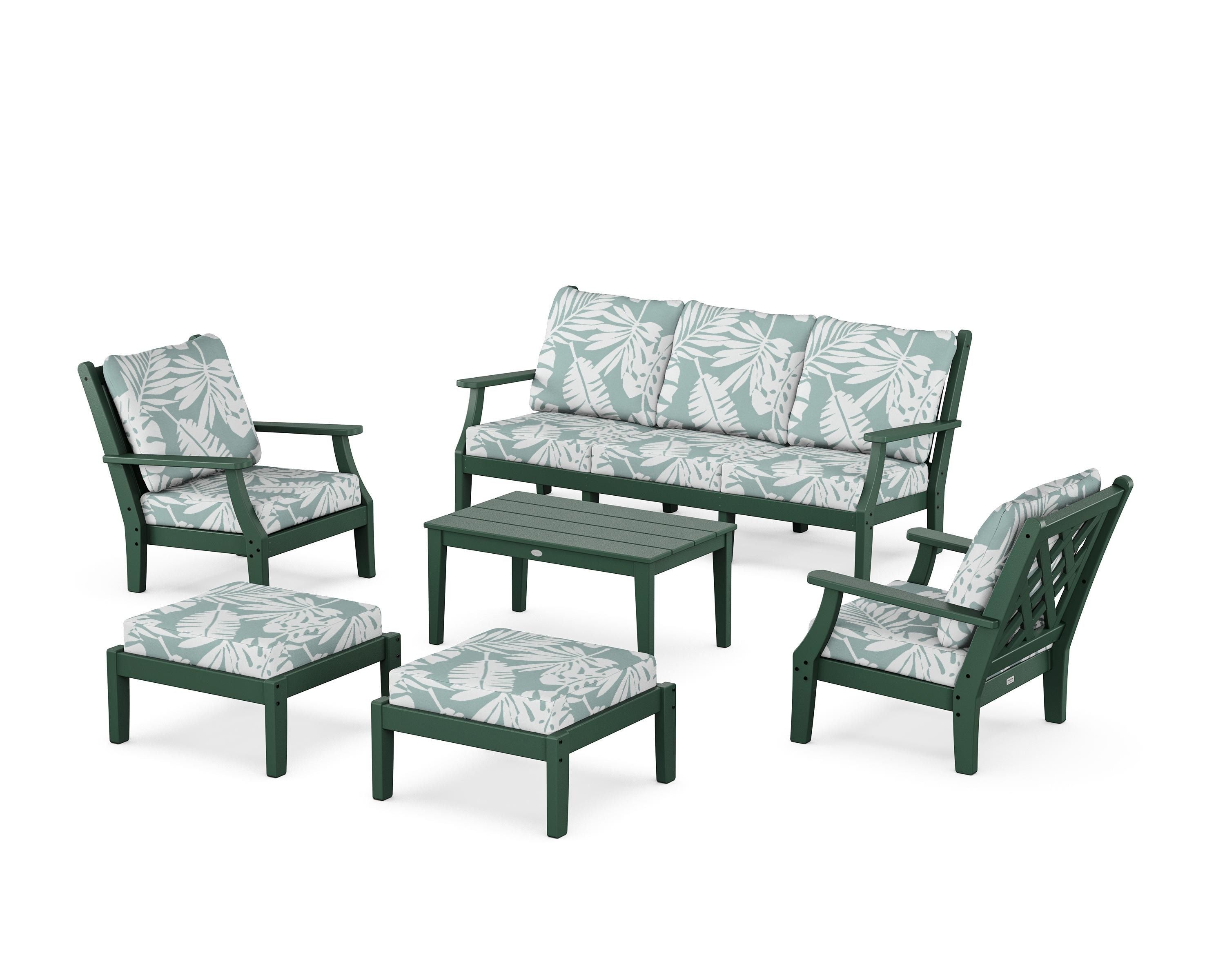 Country Living Wovendale 6-Piece Lounge Sofa Set in Green / Leaf Glacier Spa