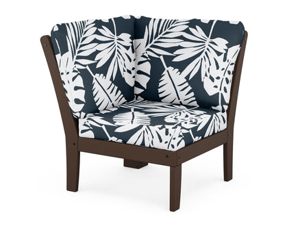 POLYWOOD® Braxton Modular Corner Chair in Mahogany / Leaf Marine Indigo