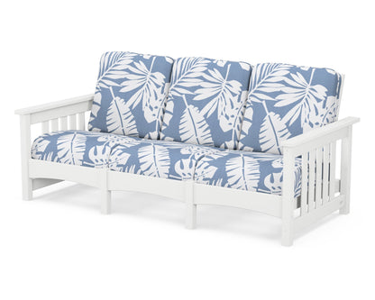 POLYWOOD® Club Mission Sofa in White / Leaf Sky Blue