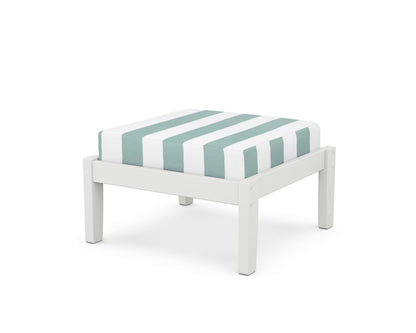 Unbranded Deep Seating Ottoman in White / Cabana Stripe Glacier Spa