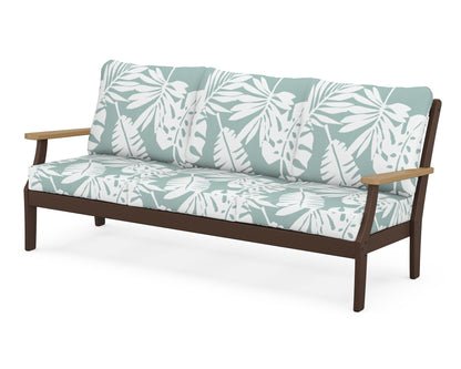POLYWOOD® Braxton Deep Seating Sofa in Mahogany / Natural / Leaf Glacier Spa