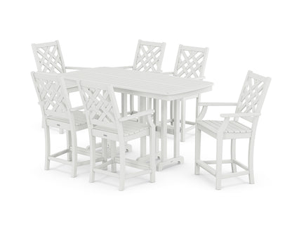 Country Living Wovendale Arm Chair 7-Piece Counter Set in White