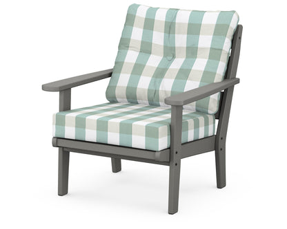 POLYWOOD® Lakeside Deep Seating Chair in Slate Grey / Buffalo Plaid Glacier Spa
