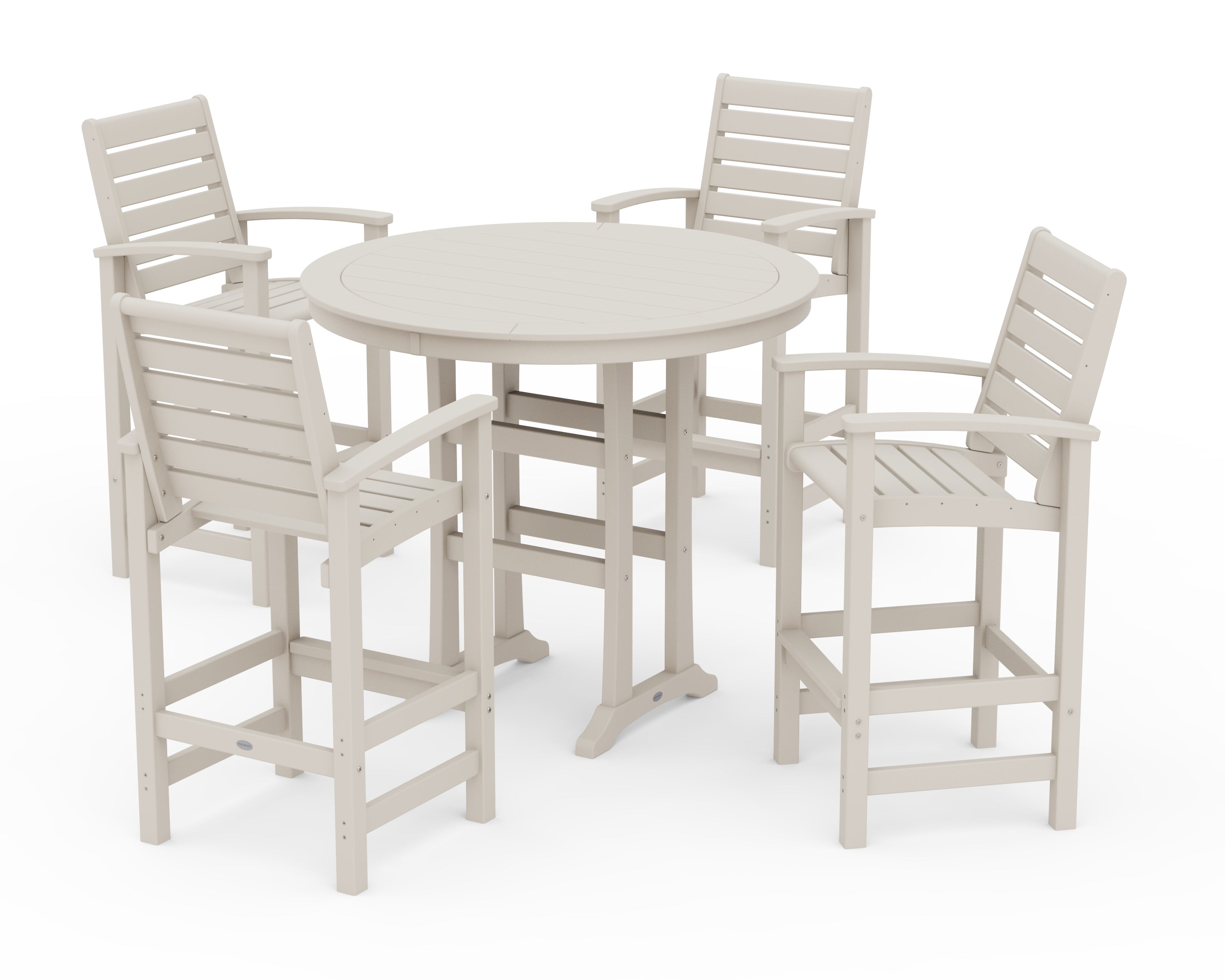 POLYWOOD® 5 Piece Signature Bar Dining Set in Sand