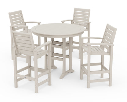 POLYWOOD® 5 Piece Signature Bar Dining Set in Sand
