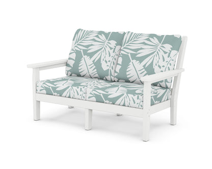 POLYWOOD® Chippendale Deep Seating Loveseat in White / Leaf Glacier Spa