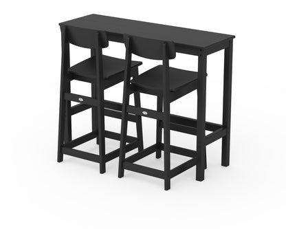POLYWOOD® Modern Studio Urban Bar Chair 3-Piece Balcony Set in Black