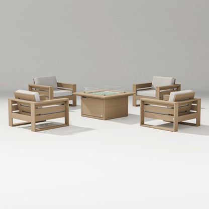PW Designer Series Latitude 5-Piece Lounge Fire Table Set in Vintage Sahara / Cast Ash