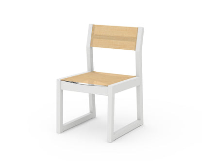 POLYWOOD® Edge Sling Dining Side Chair - 2 Chairs in White / Dupioni Apricot Sling