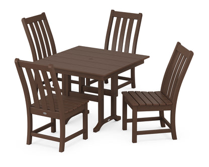 POLYWOOD® Vineyard Side Chair 5-Piece Farmhouse Dining Set in Mahogany