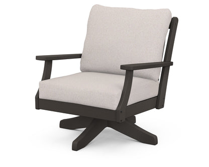 POLYWOOD® Braxton Deep Seating Swivel Chair in Vintage Coffee / Dune Burlap