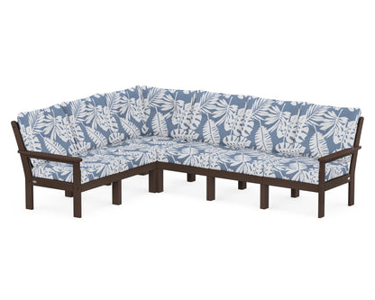 POLYWOOD® Vineyard 6-Piece Sectional in Mahogany / Leaf Sky Blue