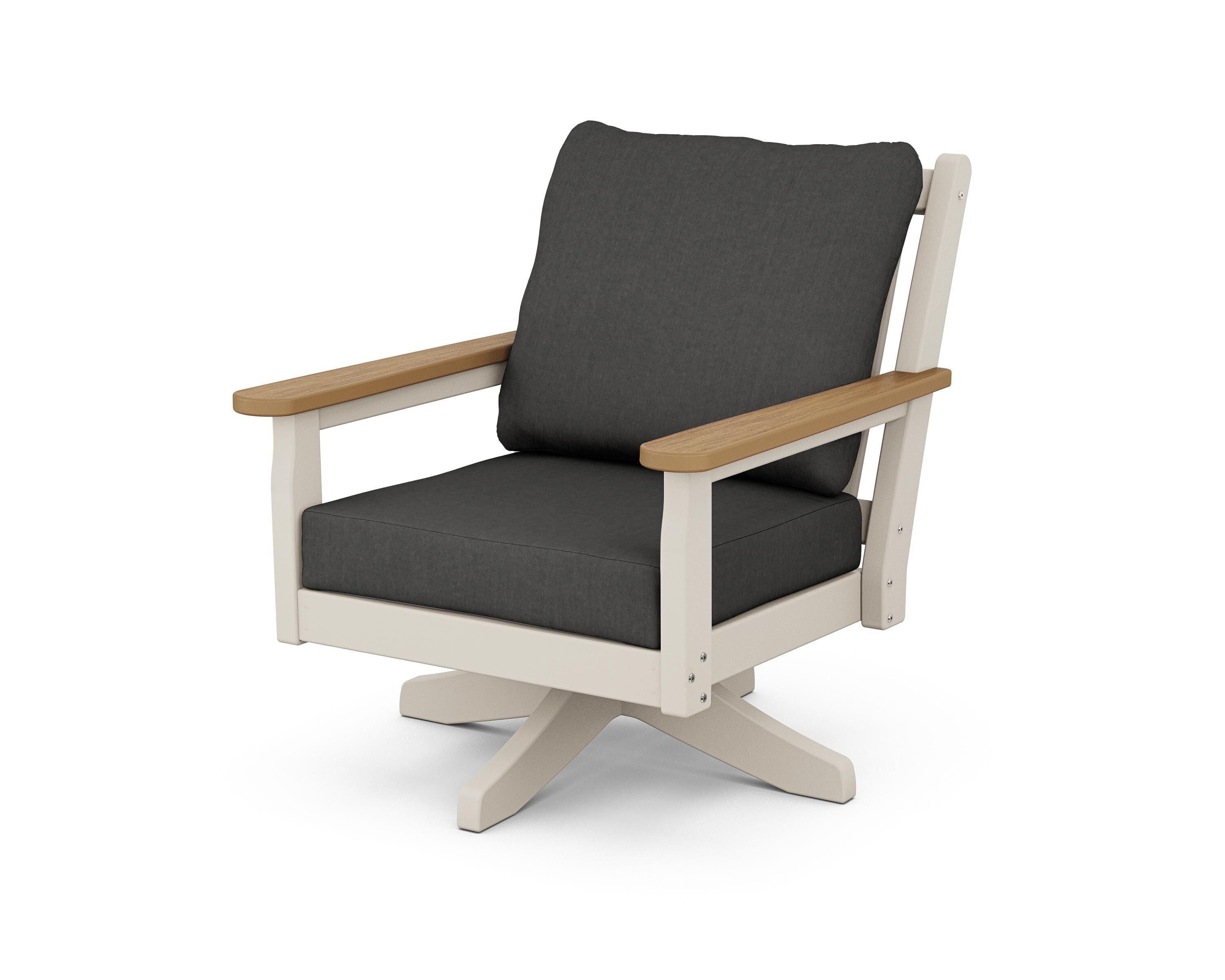 POLYWOOD® Chippendale Deep Seating Swivel Chair in Sand / Natural / Spectrum Carbon