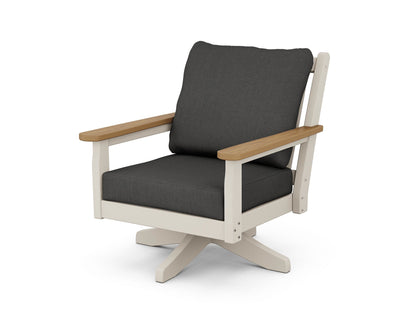 POLYWOOD® Chippendale Deep Seating Swivel Chair in Sand / Natural / Spectrum Carbon