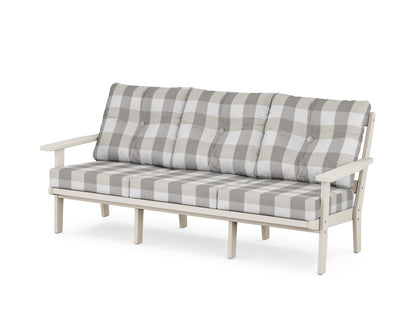 POLYWOOD® Prairie Deep Seating Sofa in Sand / Buffalo Plaid Grey Mist