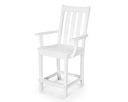 POLYWOOD® Vineyard Counter Arm Chair in White
