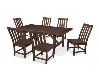 POLYWOOD® Vineyard 7-Piece Rustic Farmhouse Side Chair Dining Set in Mahogany