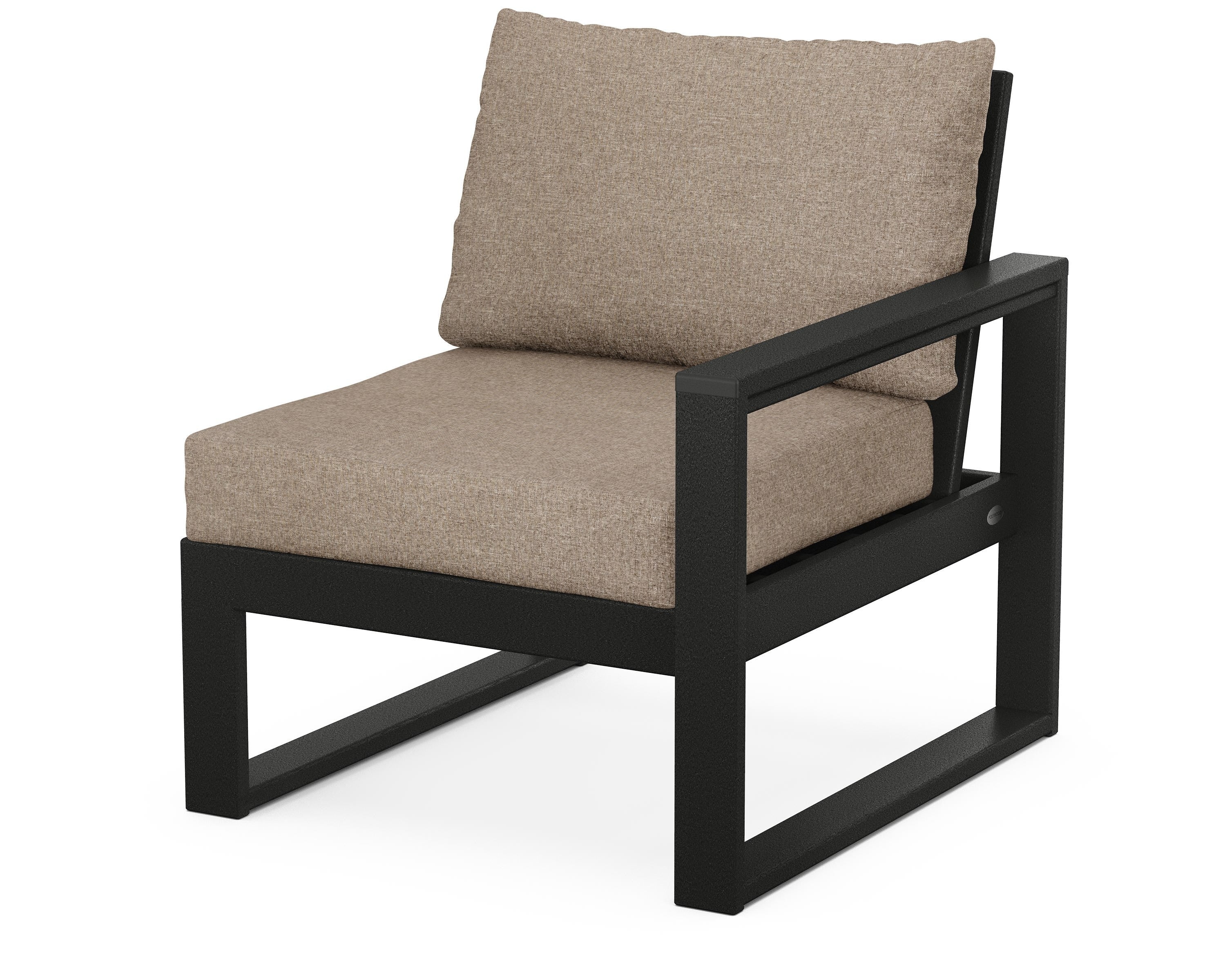 POLYWOOD® EDGE Modular Right Arm Chair in Black / Spiced Burlap