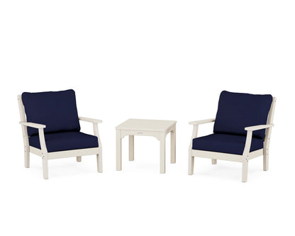 Martha Stewart by POLYWOOD® Chinoiserie 3-Piece Deep Seating Set in Sand / Navy