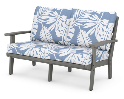 POLYWOOD® Grant Park Deep Seating Loveseat in Slate Grey / Leaf Sky Blue