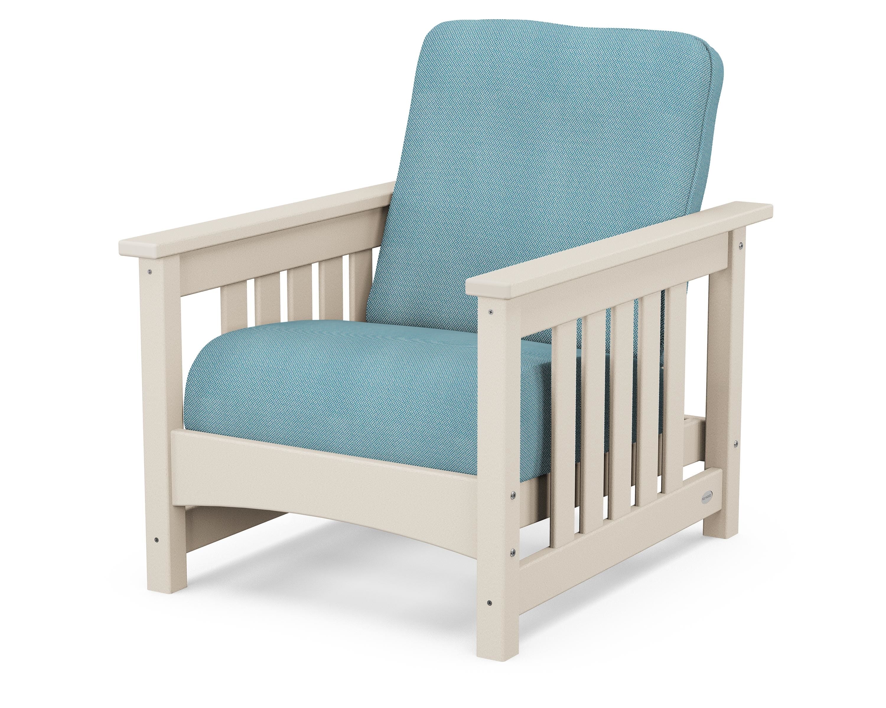 POLYWOOD® Club Mission Chair in Sand / Lattice Sky Blue