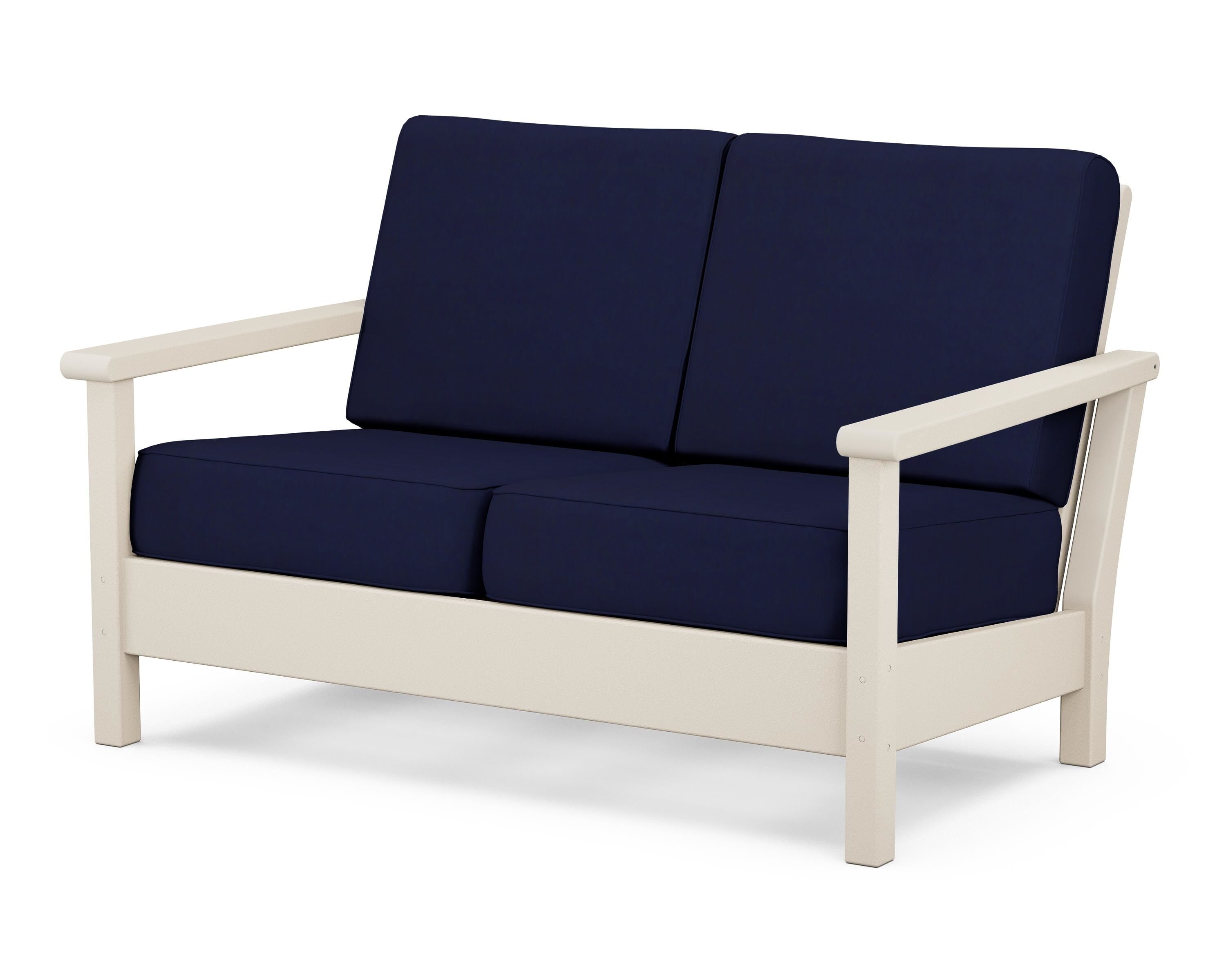 POLYWOOD® Harbour Deep Seating Loveseat in Sand / Navy