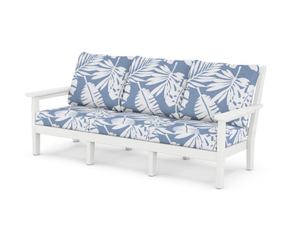 POLYWOOD® Chippendale Deep Seating Sofa in White / Leaf Sky Blue