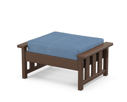 Martha Stewart by POLYWOOD® Acadia Deep Seating Ottoman in Mahogany / Sky Blue