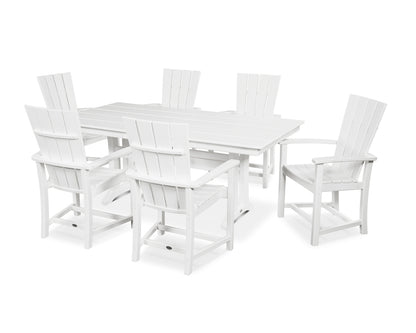 POLYWOOD® Quattro 7-Piece Farmhouse Dining Set with Trestle Legs in White
