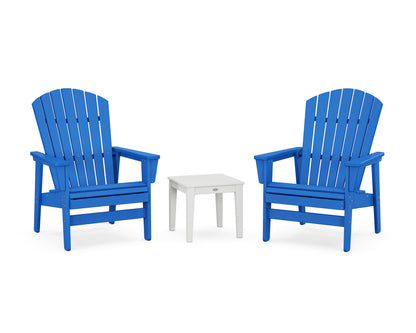 POLYWOOD® 3-Piece Nautical Grand Upright Adirondack Set in Pacific Blue / White