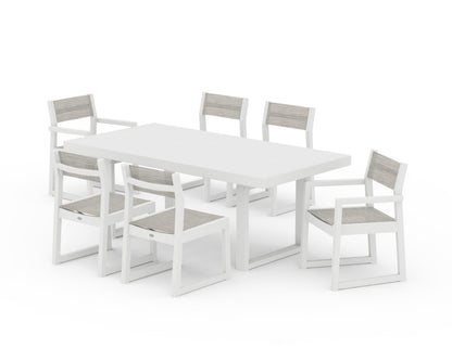 POLYWOOD® EDGE Sling 7-Piece Dining Set in White / Birch Sling