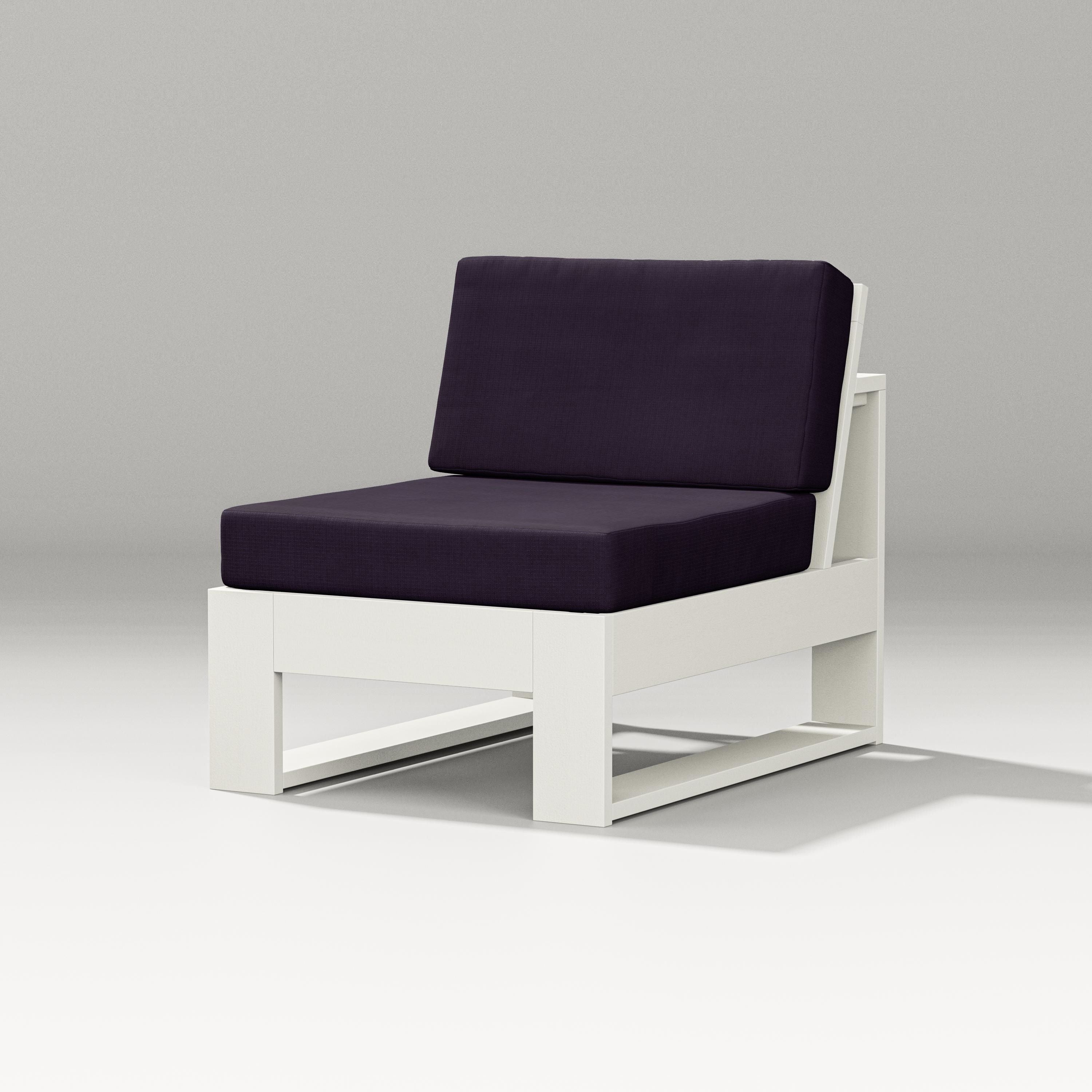 PW Designer Series Latitude Modular Armless Chair in Vintage White / Navy Linen