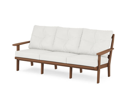 POLYWOOD® Mission Deep Seating Sofa in Teak / Natural Linen