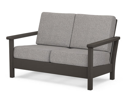 POLYWOOD® Harbour Deep Seating Loveseat in Vintage Coffee / Grey Mist