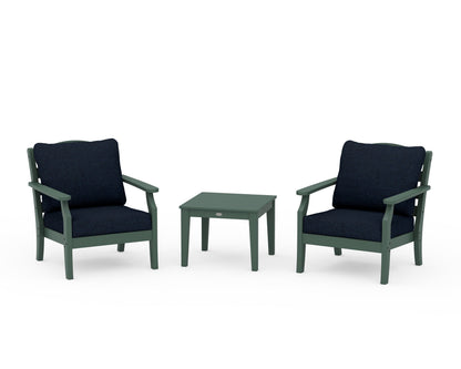 Draper James™ by  POLYWOOD® Savannah 3-Piece Deep Seating Set in Green / Marine Indigo