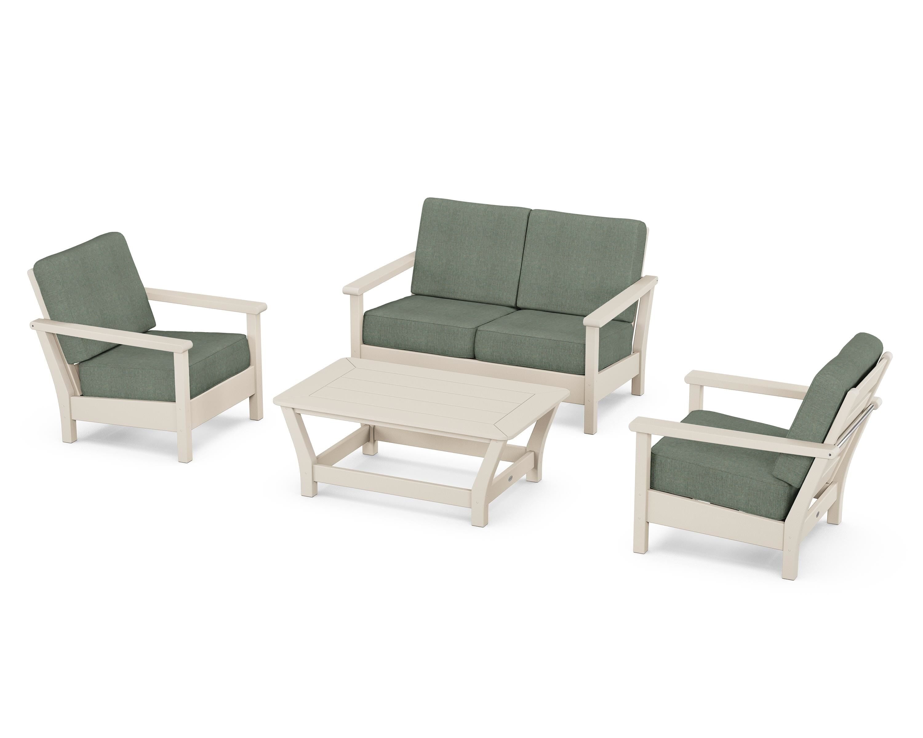 POLYWOOD® Harbour 4-Piece Deep Seating Set in Sand / Cast Sage