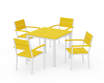 POLYWOOD® Main Street 5-Piece Dining Set in White / Lemon