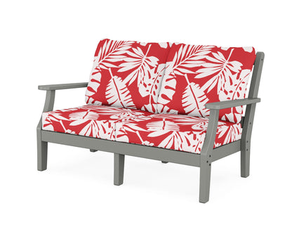 Martha Stewart by POLYWOOD® Chinoiserie Deep Seating Loveseat in Slate Grey / Leaf Crimson