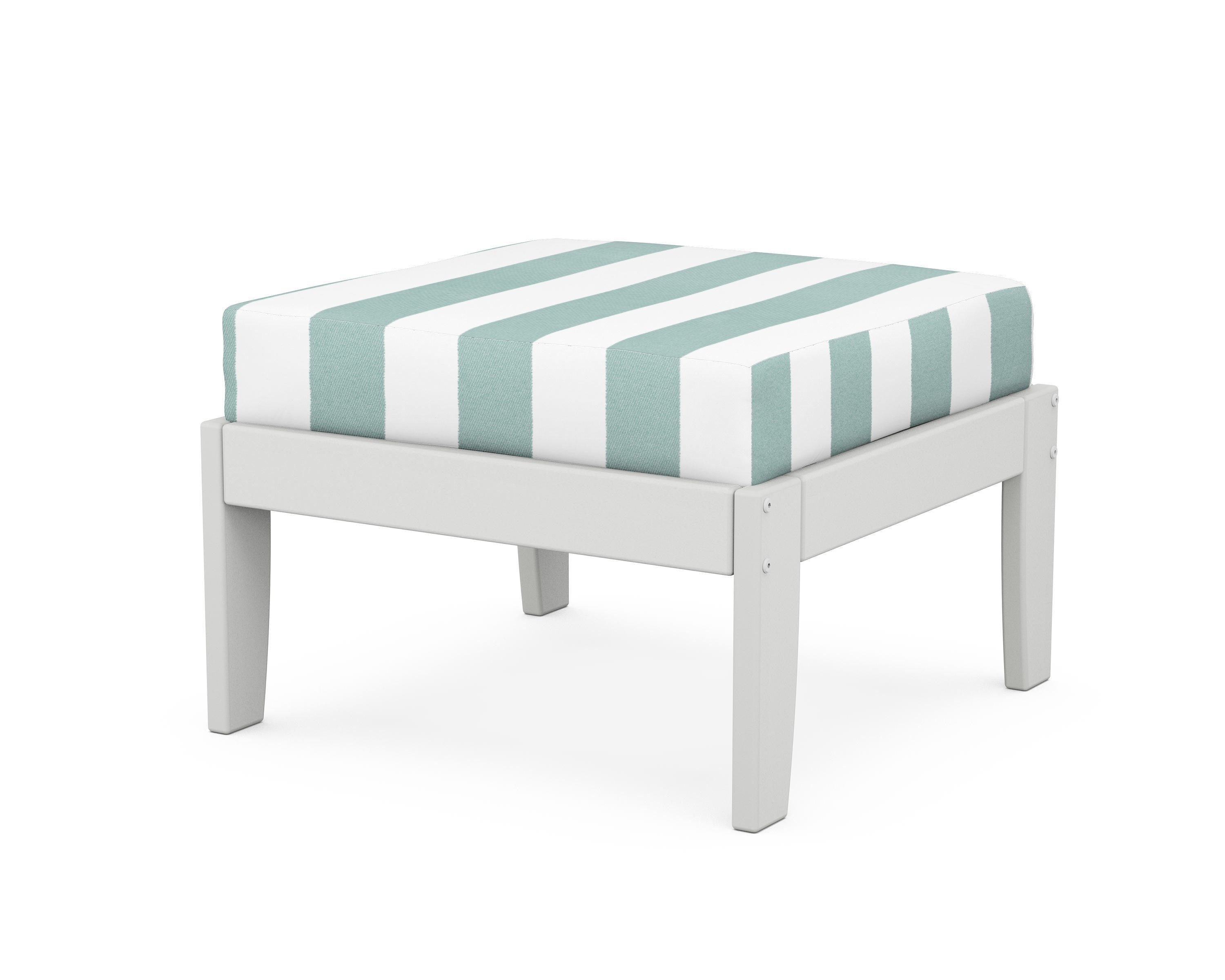 Unbranded Modular Ottoman - Classic in White / Cabana Stripe Glacier Spa