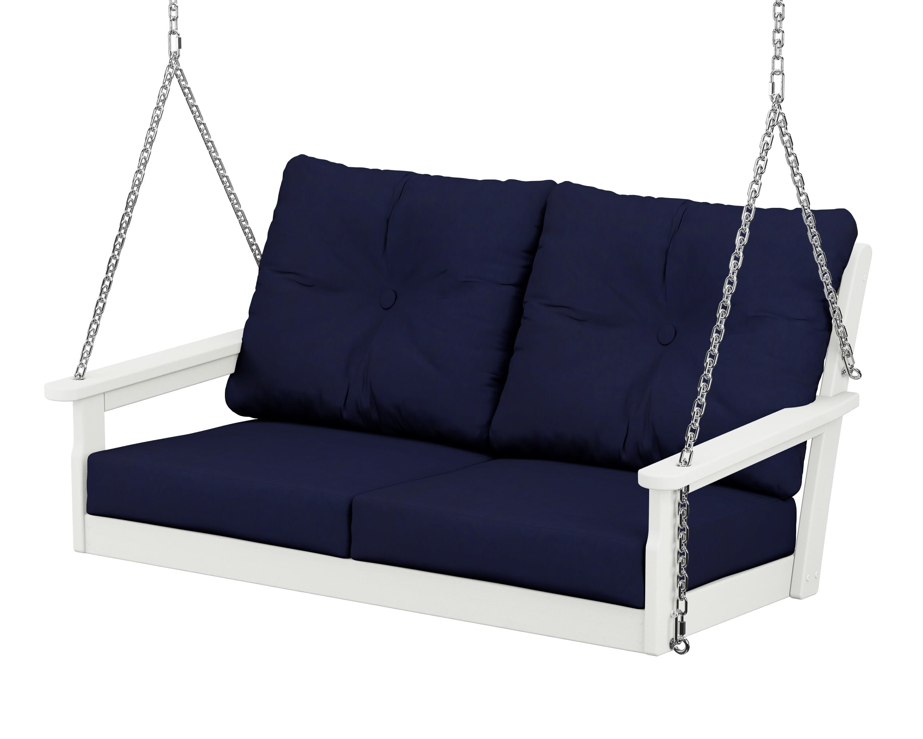 POLYWOOD® Vineyard Deep Seating Swing in Vintage White / Navy