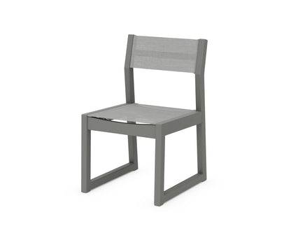 POLYWOOD® EDGE Sling Dining Side Chair in Slate Grey / Metallic Sling