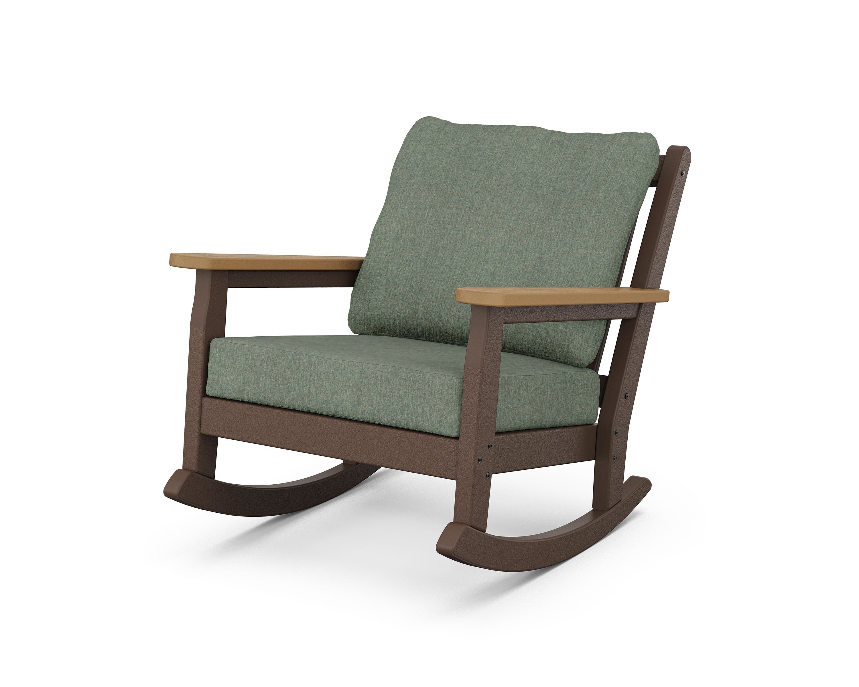 POLYWOOD® Chippendale Deep Seating Rocking Chair in Mahogany / Natural / Cast Sage