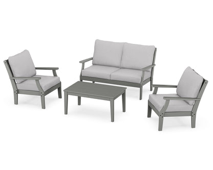 POLYWOOD® Braxton 4-Piece Deep Seating Chair Set in Slate Grey / Granite