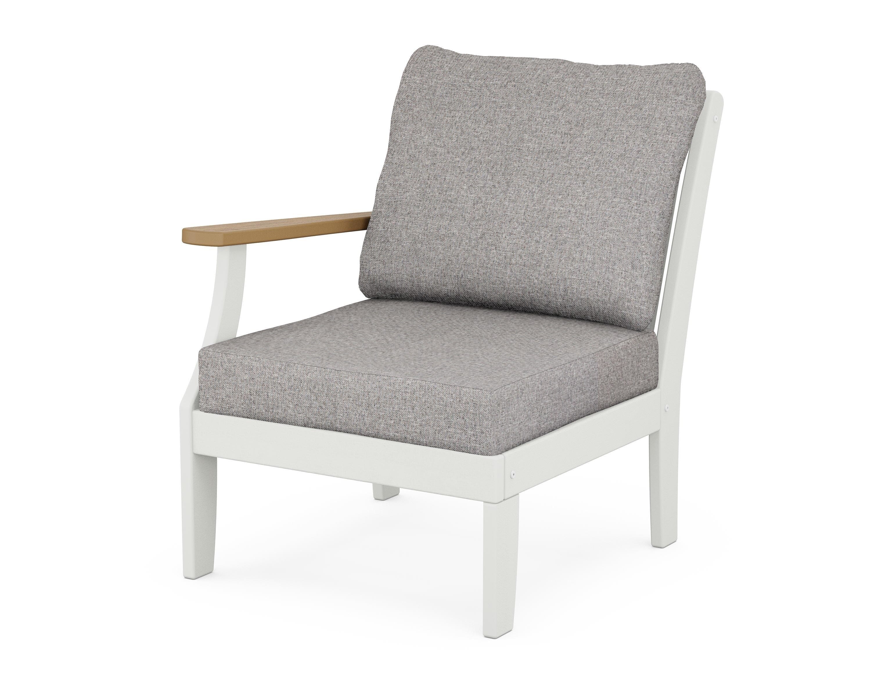 POLYWOOD® Braxton Modular Left Arm Chair in White / Natural / Grey Mist