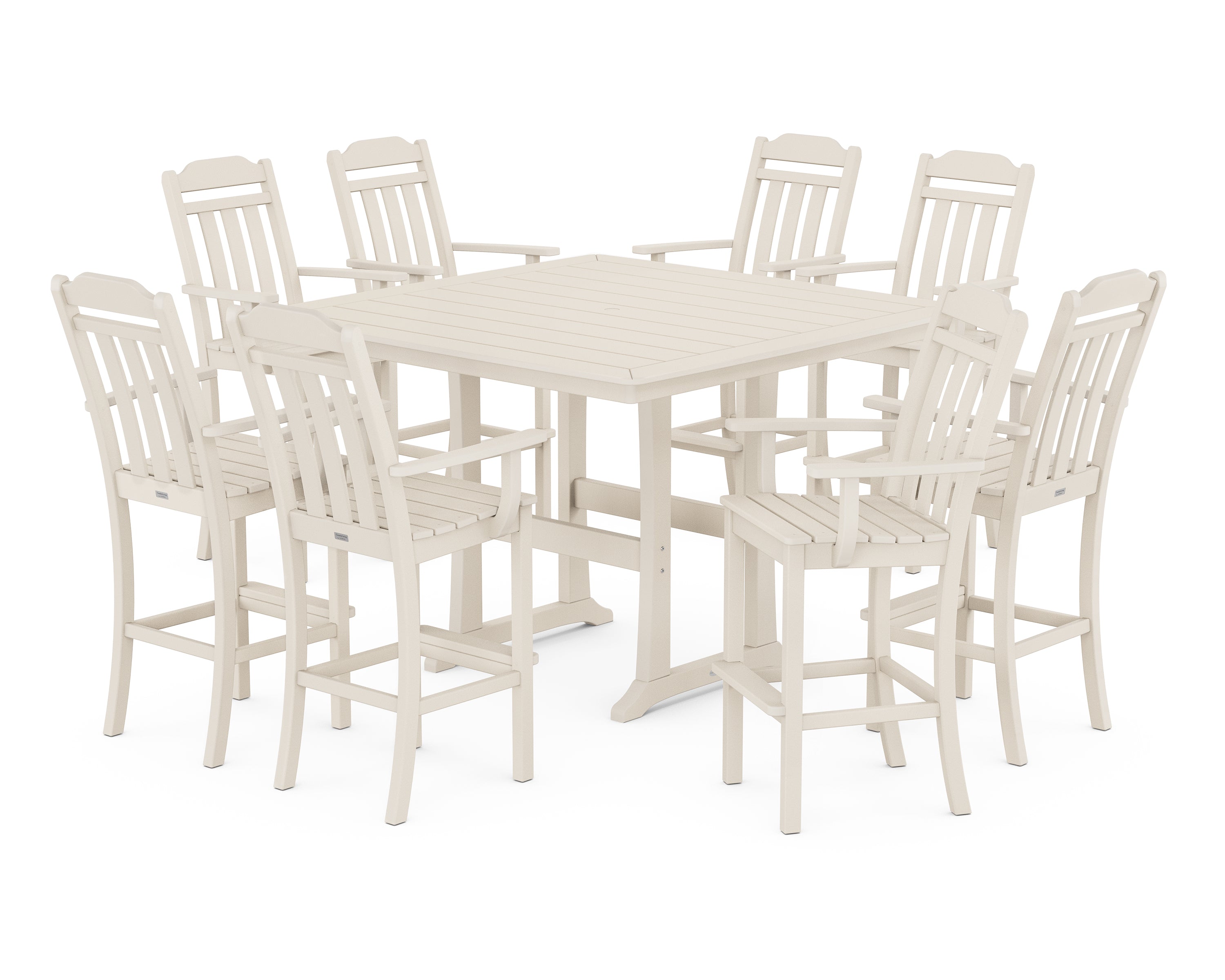 Country Living Cottage 9-Piece Bar Set with Trestle Legs in Sand