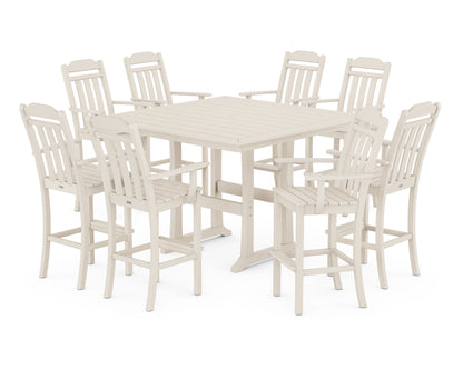 Country Living Cottage 9-Piece Bar Set with Trestle Legs in Sand